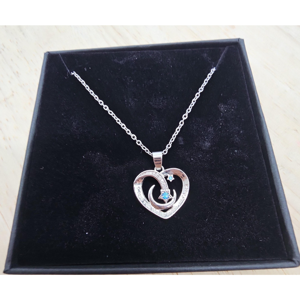 Necklace Heart Moon Star Pendant Silver Tone Granddaughter 18 In‎ Gift Womens